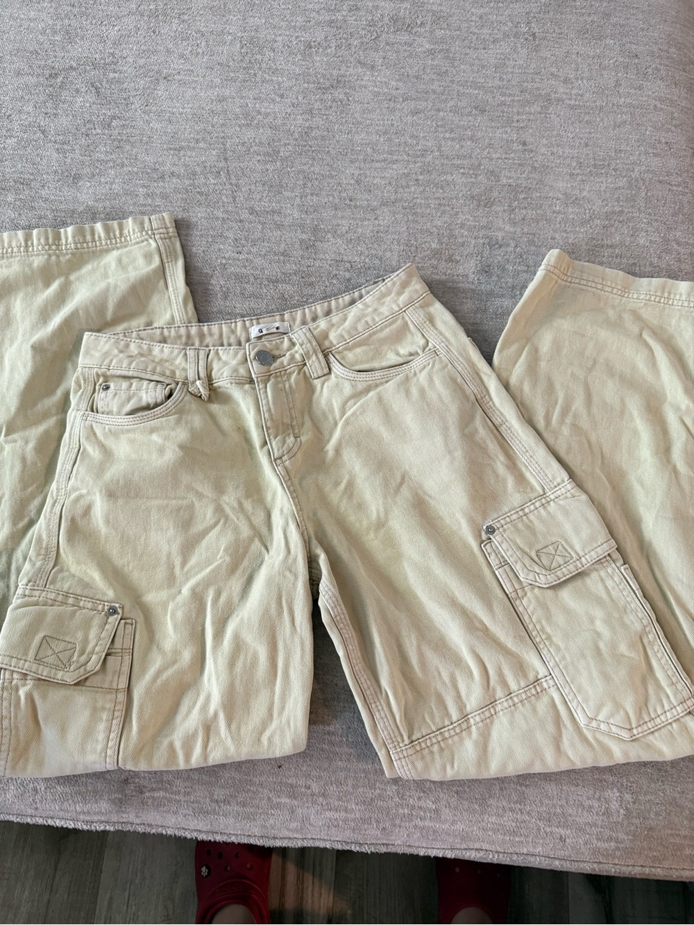 Cream Cargo Pants garage